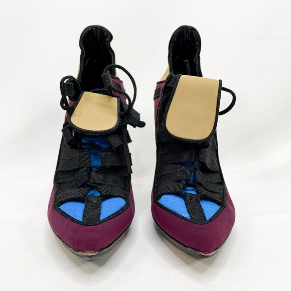 PIERRE HARDY Colorblock Textile Strappy Heels - Picture 5 of 8